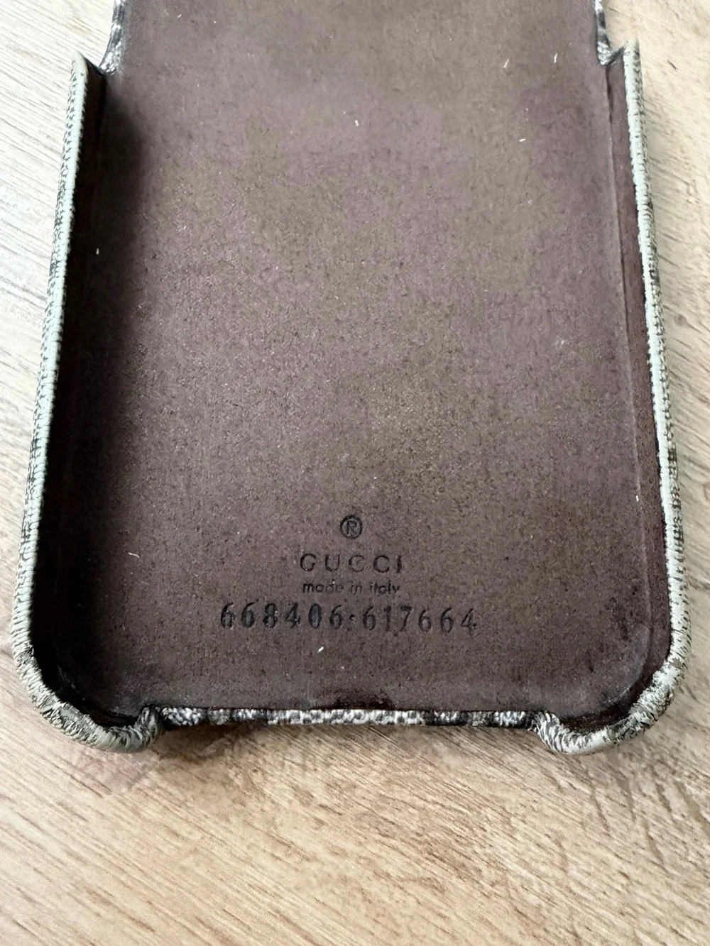 Gucci Beige GG Monogram iPhone 12 Case with Gold Double G